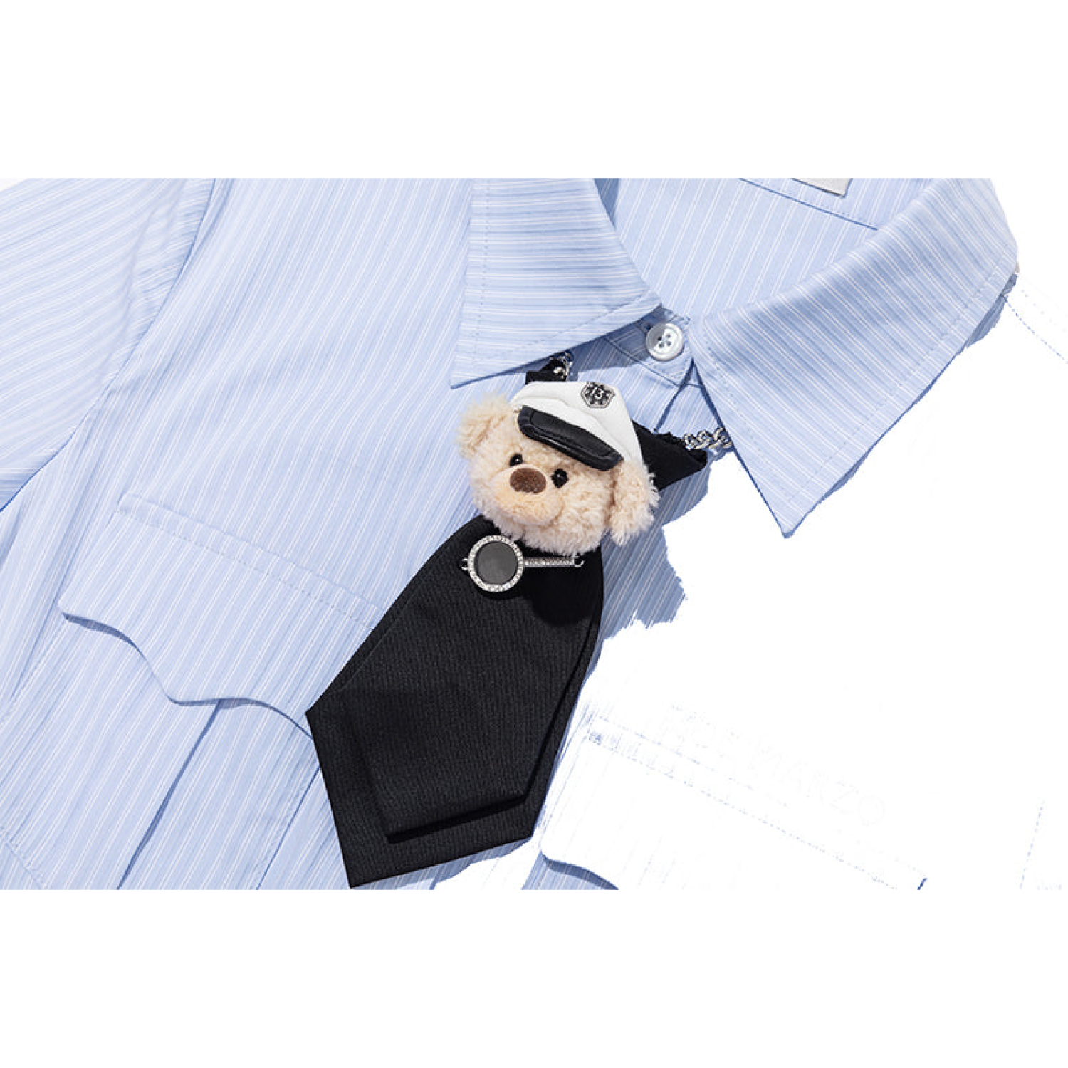 13DE MARZO Bear Fitted Waist Shirt Blue product image 6