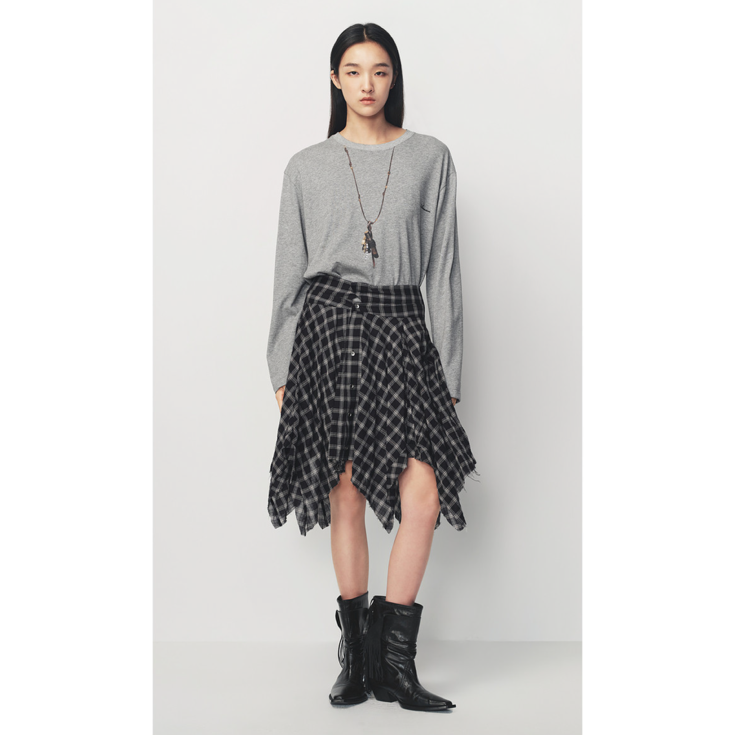 AVVENN Trompe L'oeil Necklace Two-Piece Set Grey