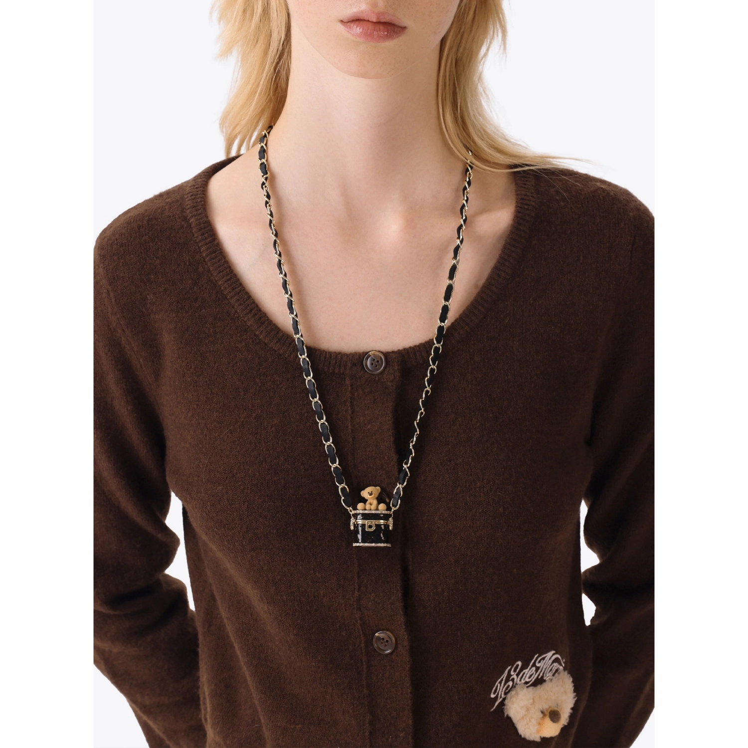 13DE MARZO Bear Classic Bag Necklace Golden