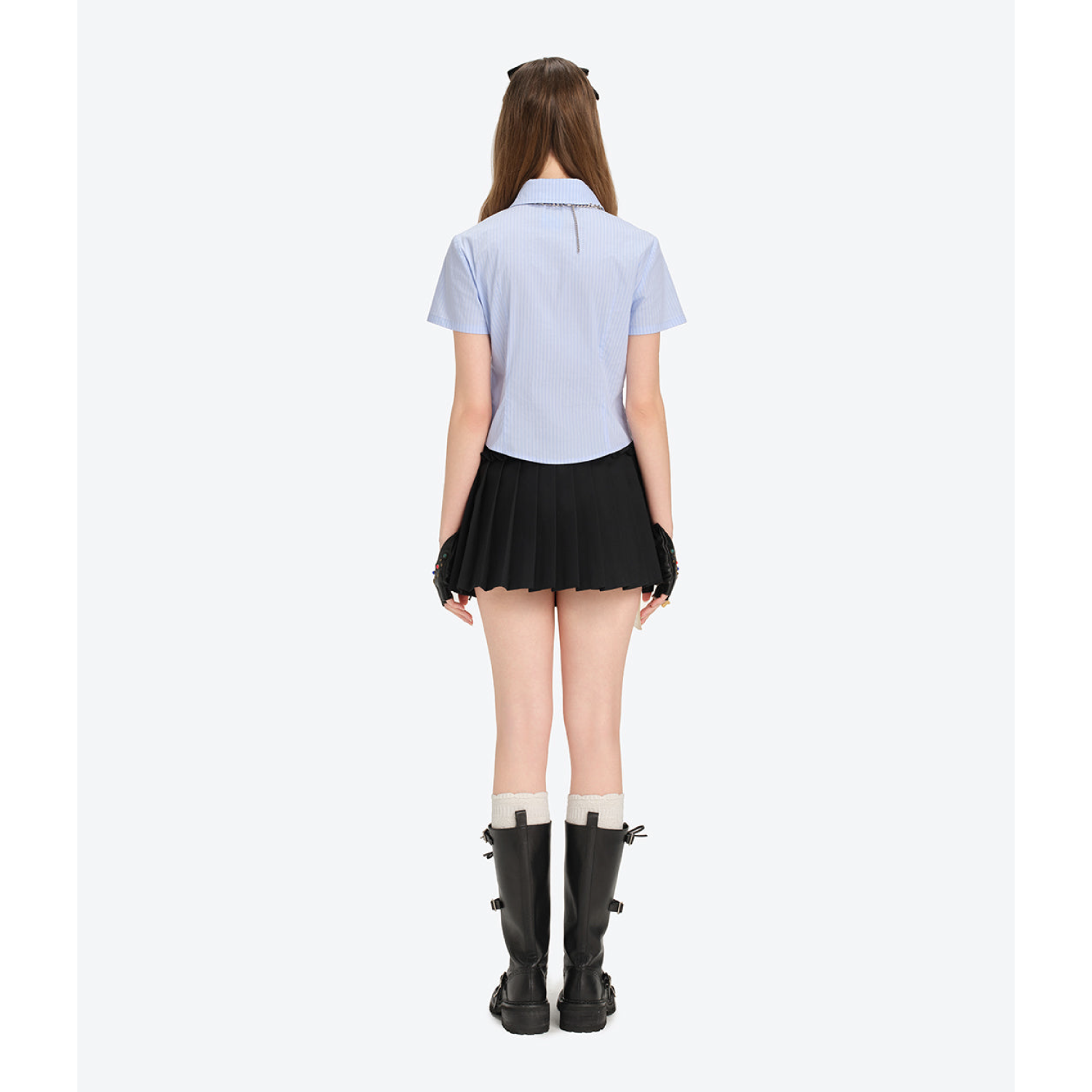 13DE MARZO Bear Fitted Waist Shirt Blue detail view