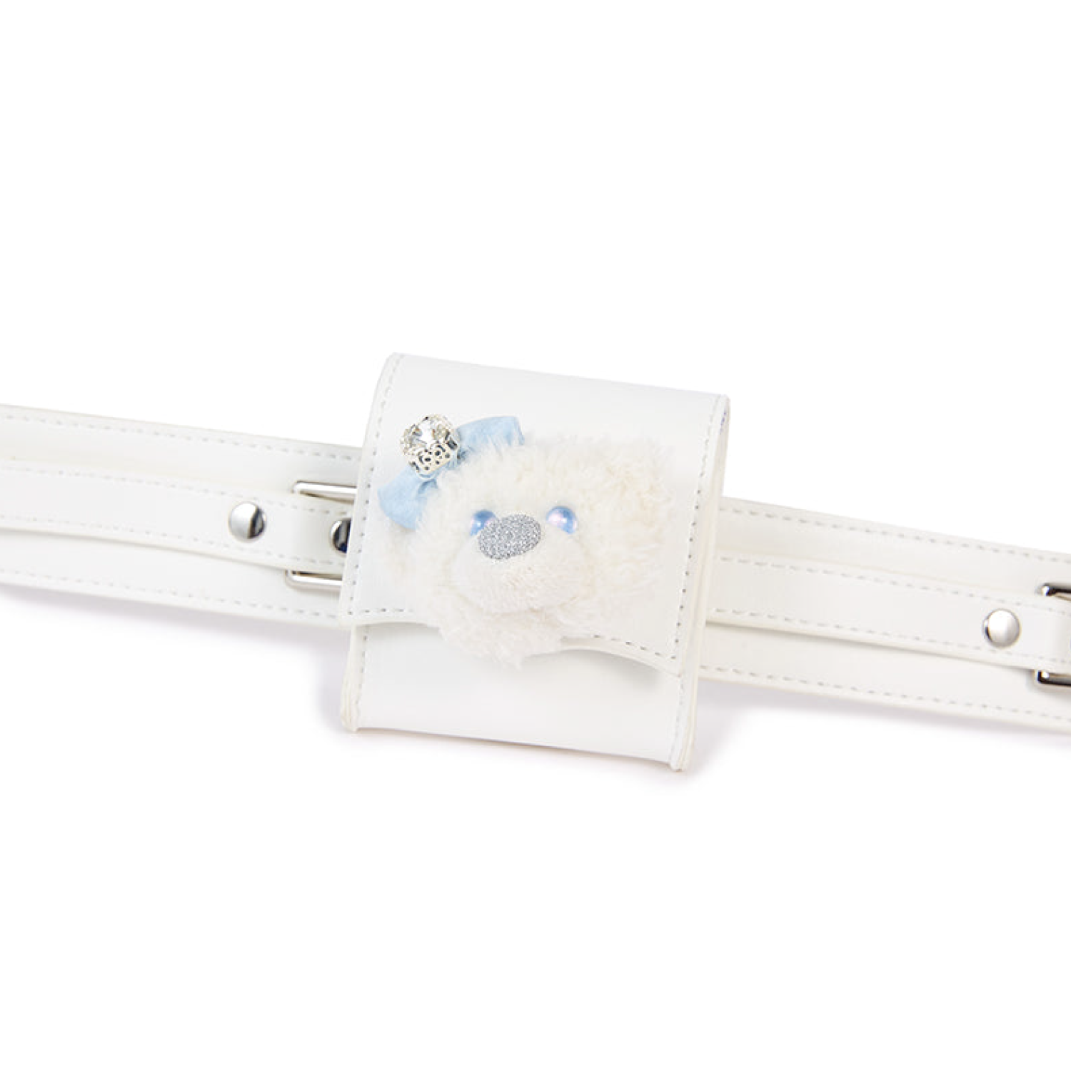 13DE MARZO Hook Buckle Belt Bag White front view
