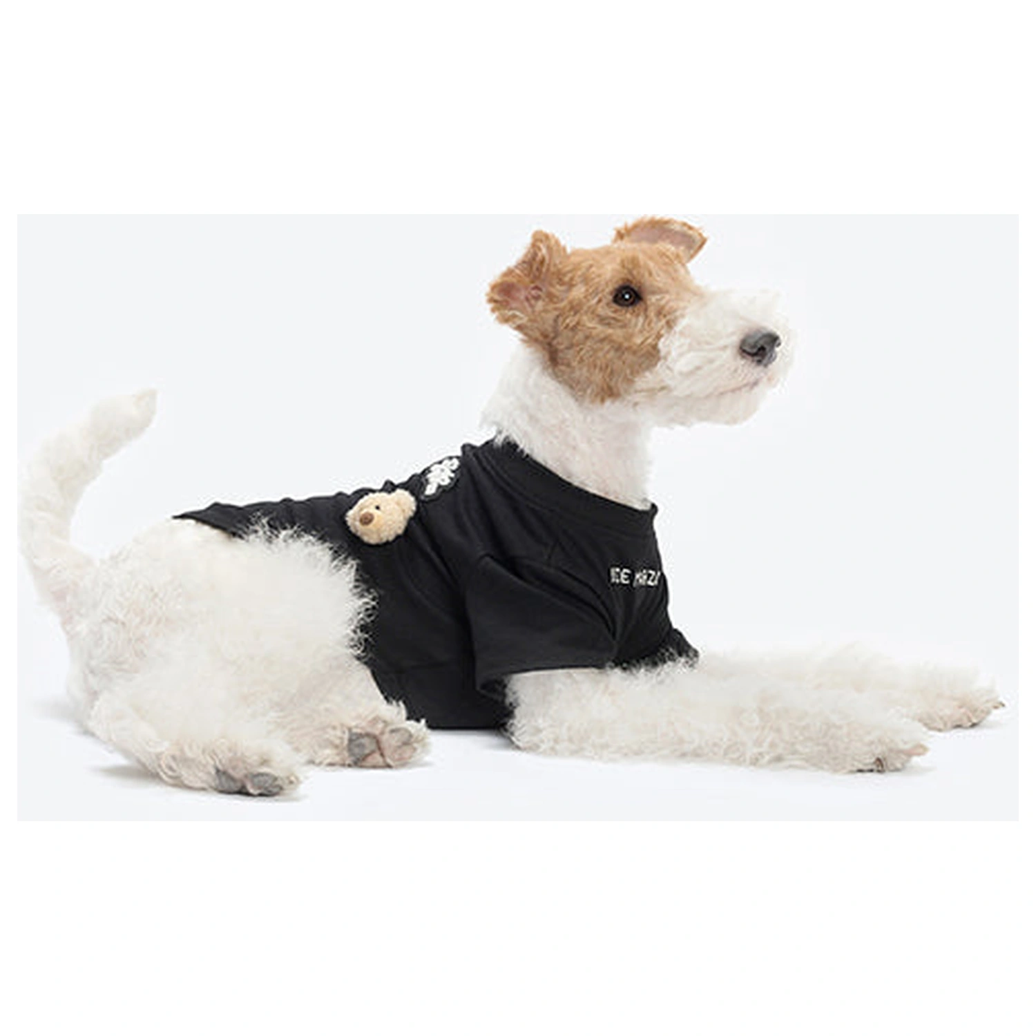 13DE MARZO Allover Bear Pet Tee Black fabric detail