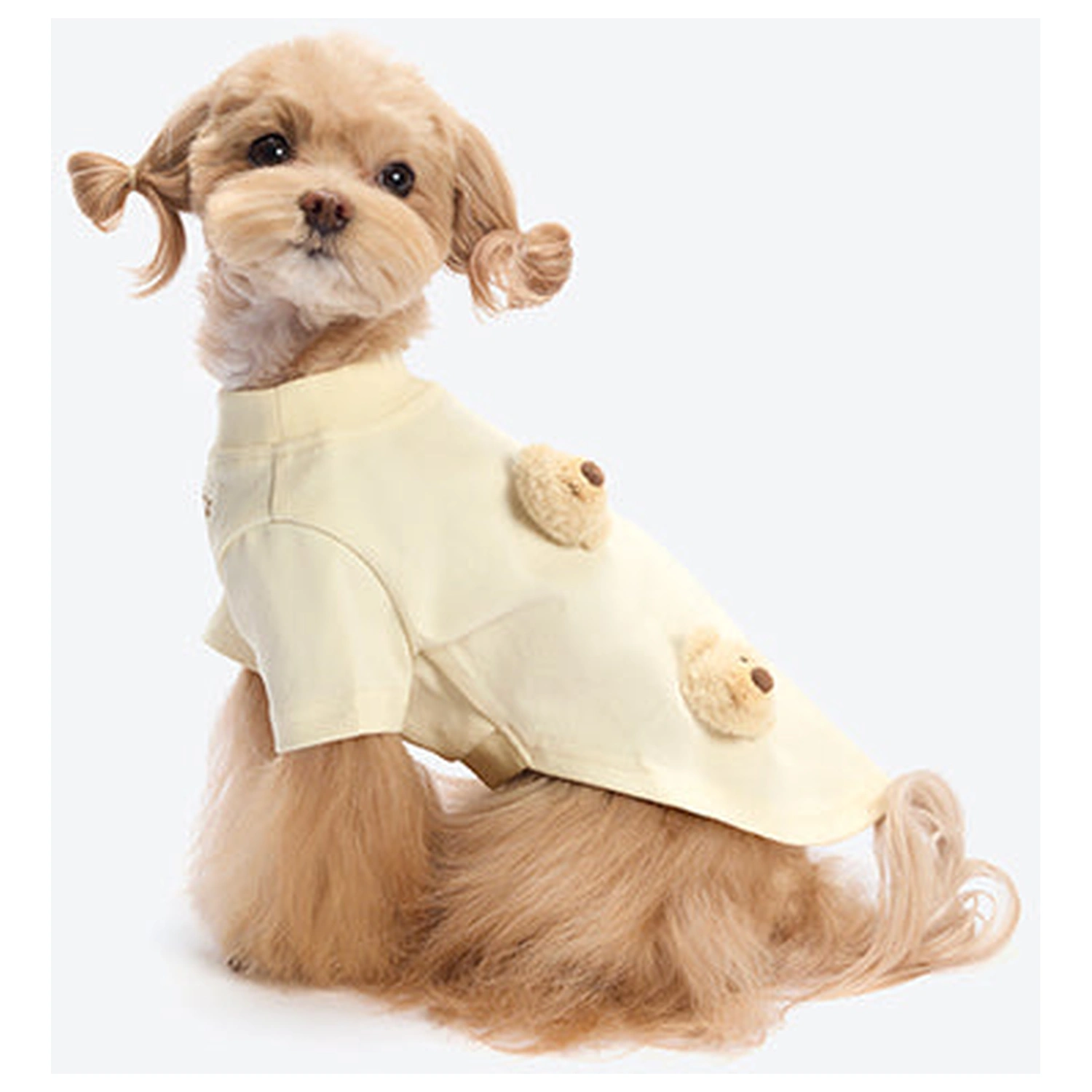 13DE MARZO Allover Bear Pet Tee Beige back view