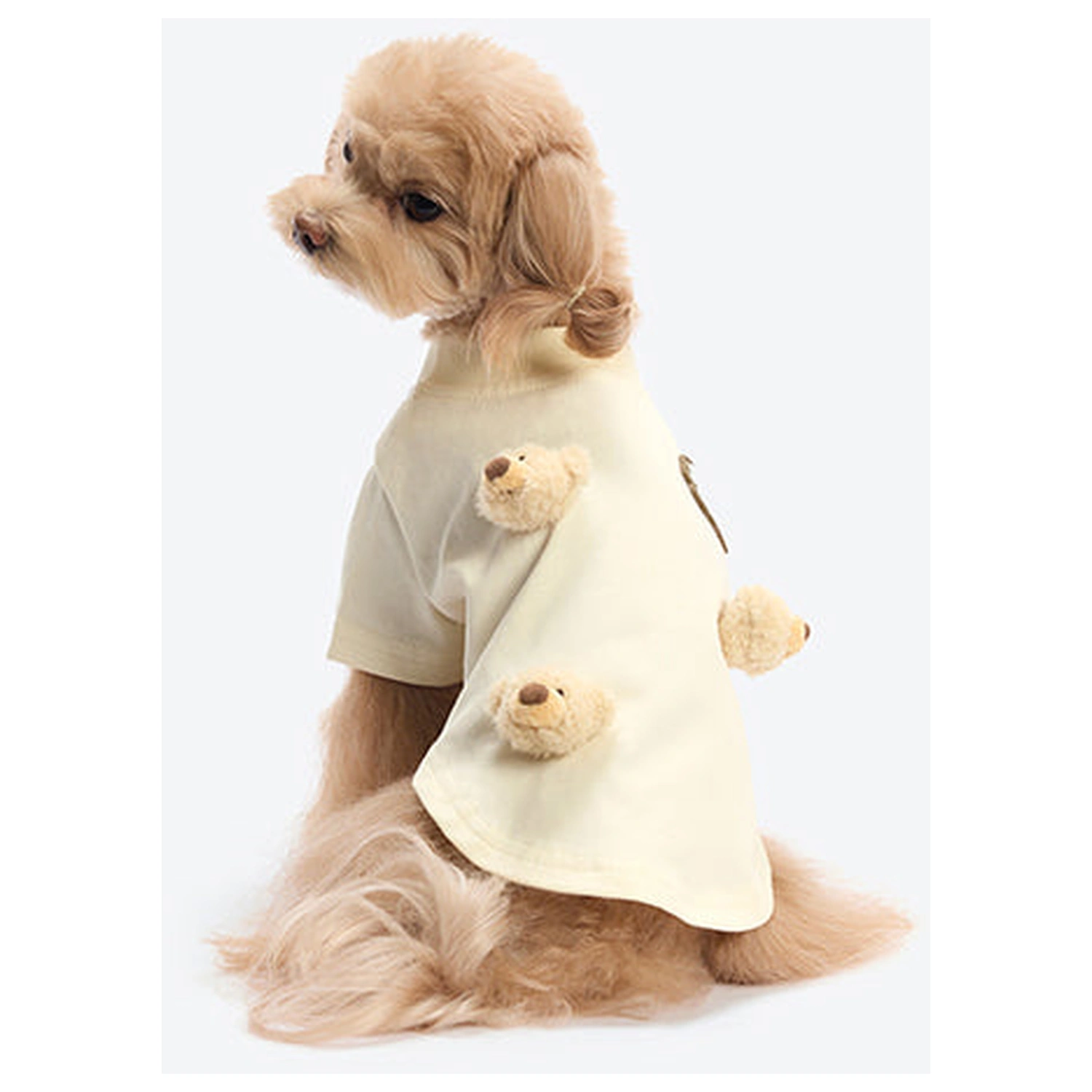 13DE MARZO Allover Bear Pet Tee Beige front view