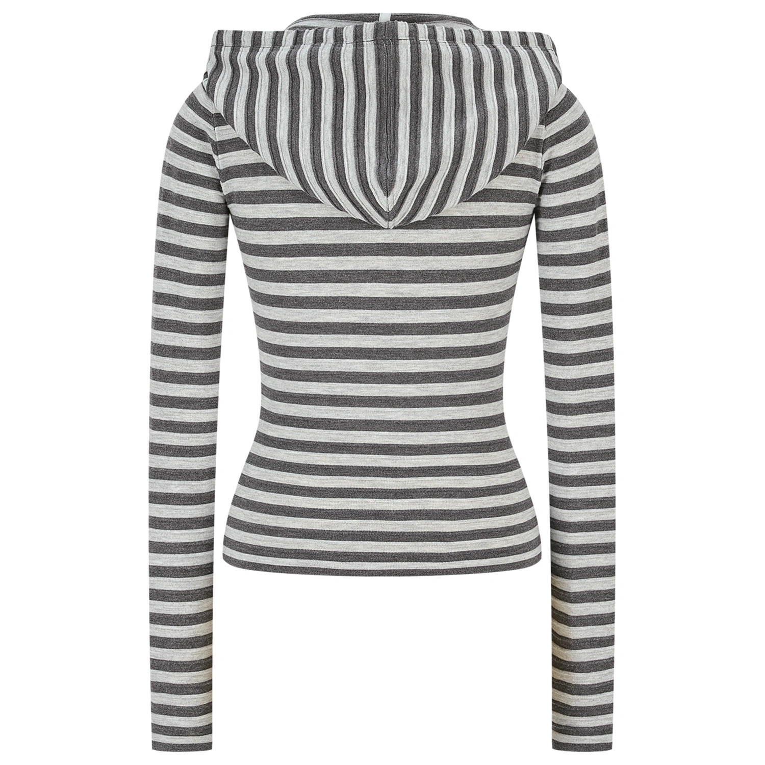 13DE MARZO Striped Bear Embossed Fitted Long Sleeve Grey product image 5
