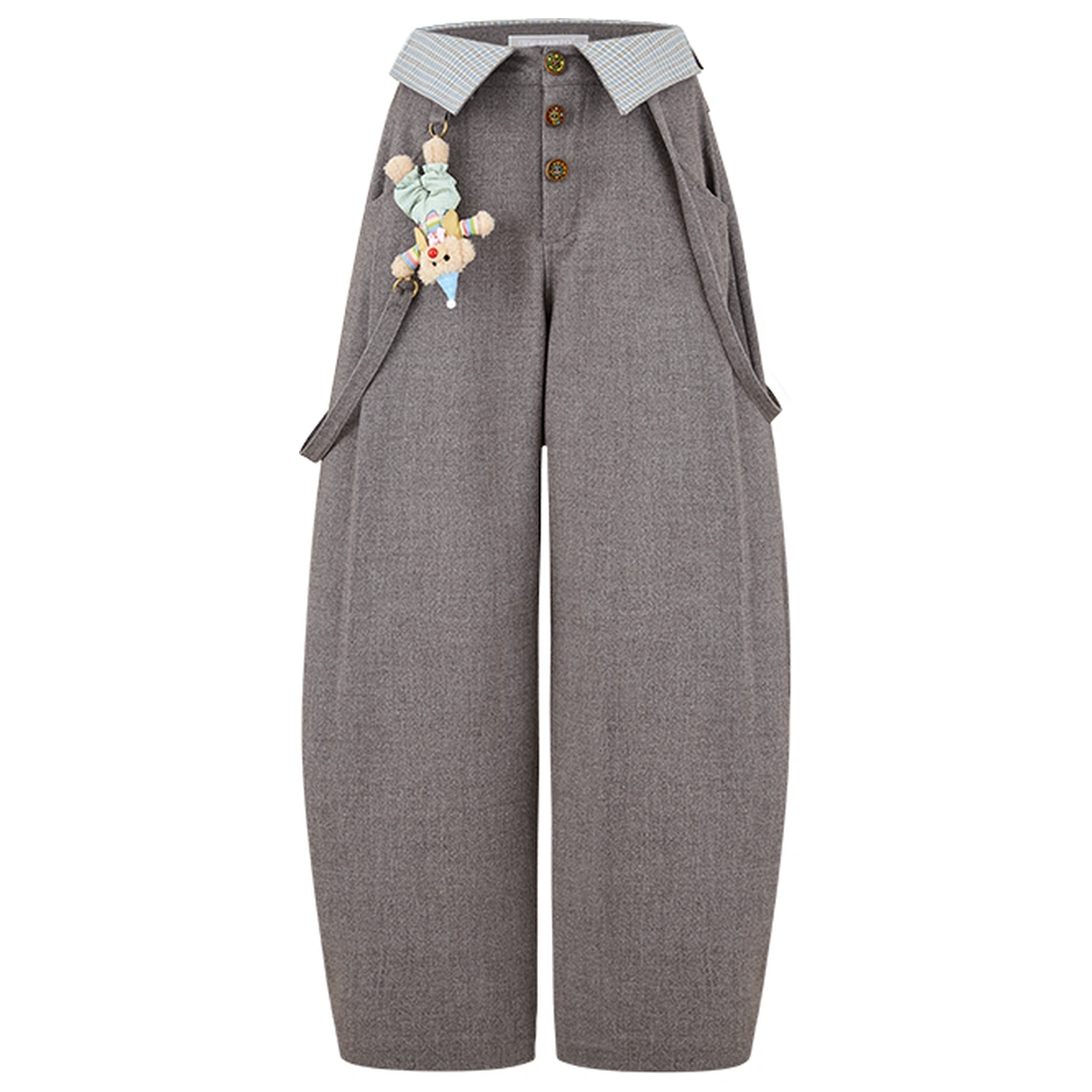 13DE MARZO Detachable Clown Bear Overall Grey