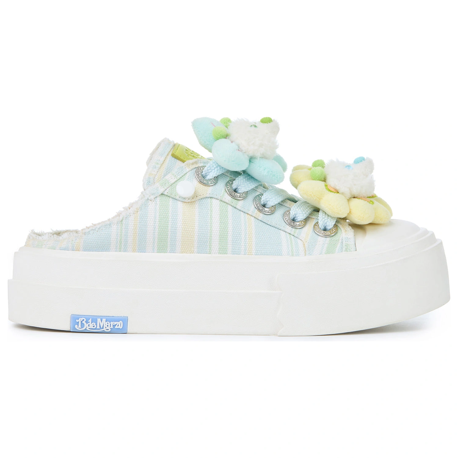 13DE MARZO Floral Butterfly Bear Backless Shoes Green