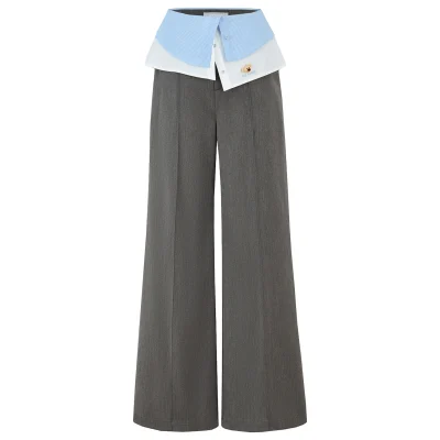 13DE MARZO Double-Layer Shirt Hem Trousers Grey