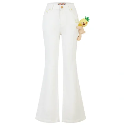 13DE MARZO Bear Slim-Fit Jeans White