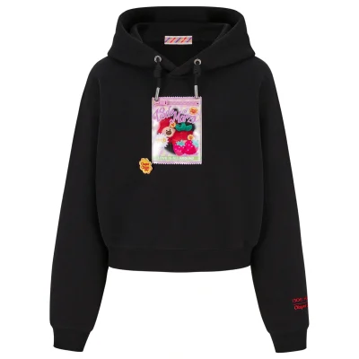 13DE MARZO Lollipop Wrapper Cropped Hoodie Black
