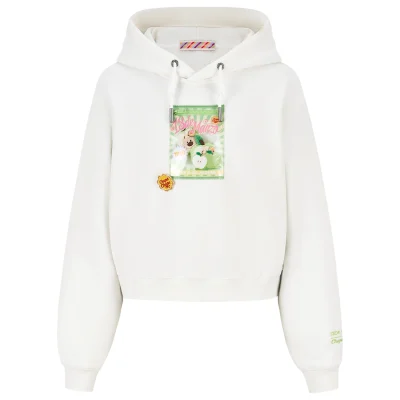 13DE MARZO Lollipop Wrapper Cropped Hoodie White