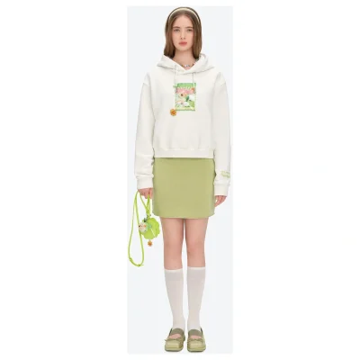 13DE MARZO Lollipop Wrapper Cropped Hoodie White