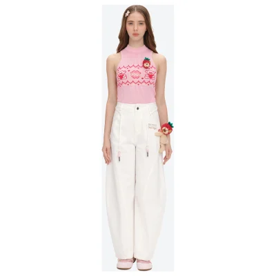 13DE MARZO Curved-Hem Cargo Pants White