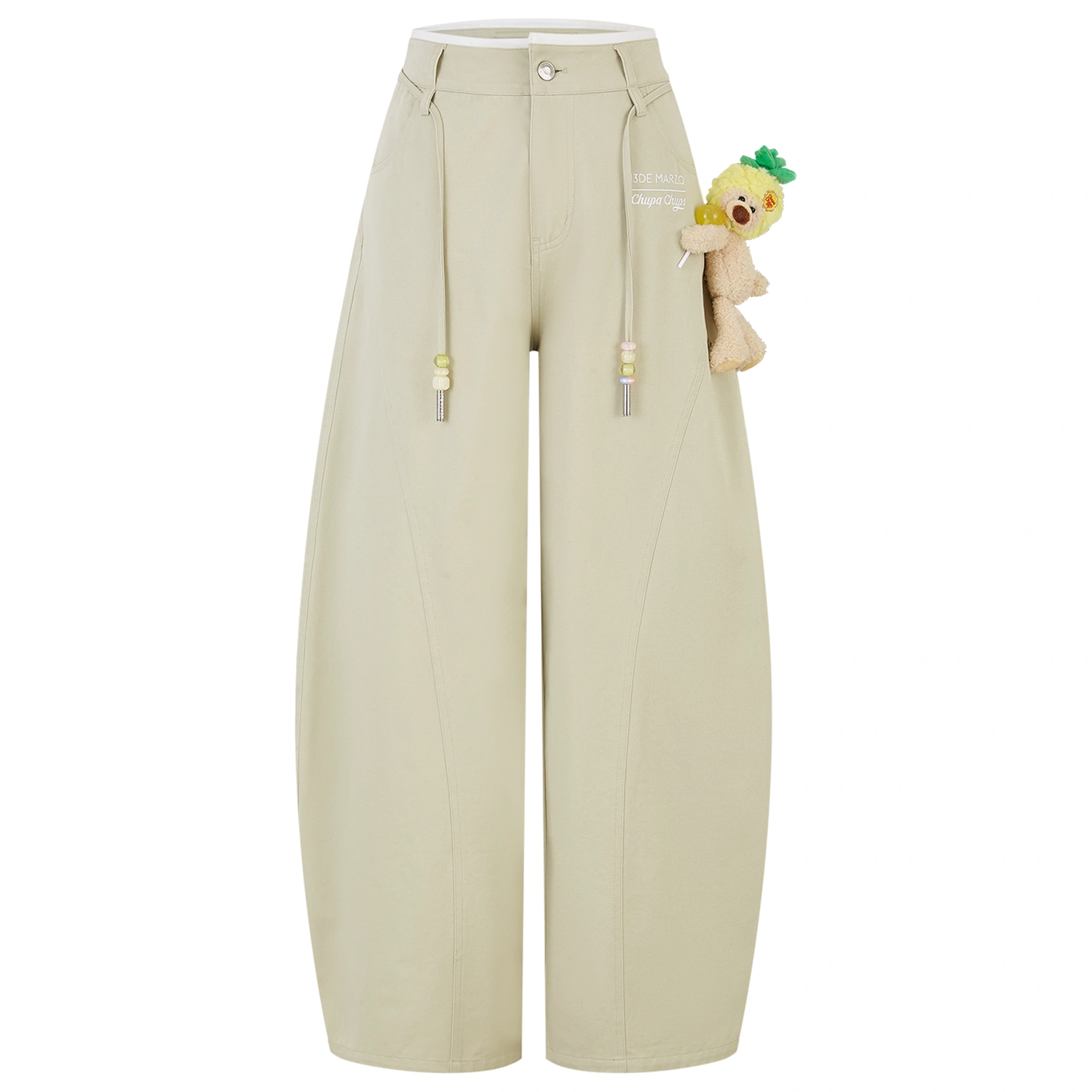 13DE MARZO Curved-Hem Cargo Pants Khaki