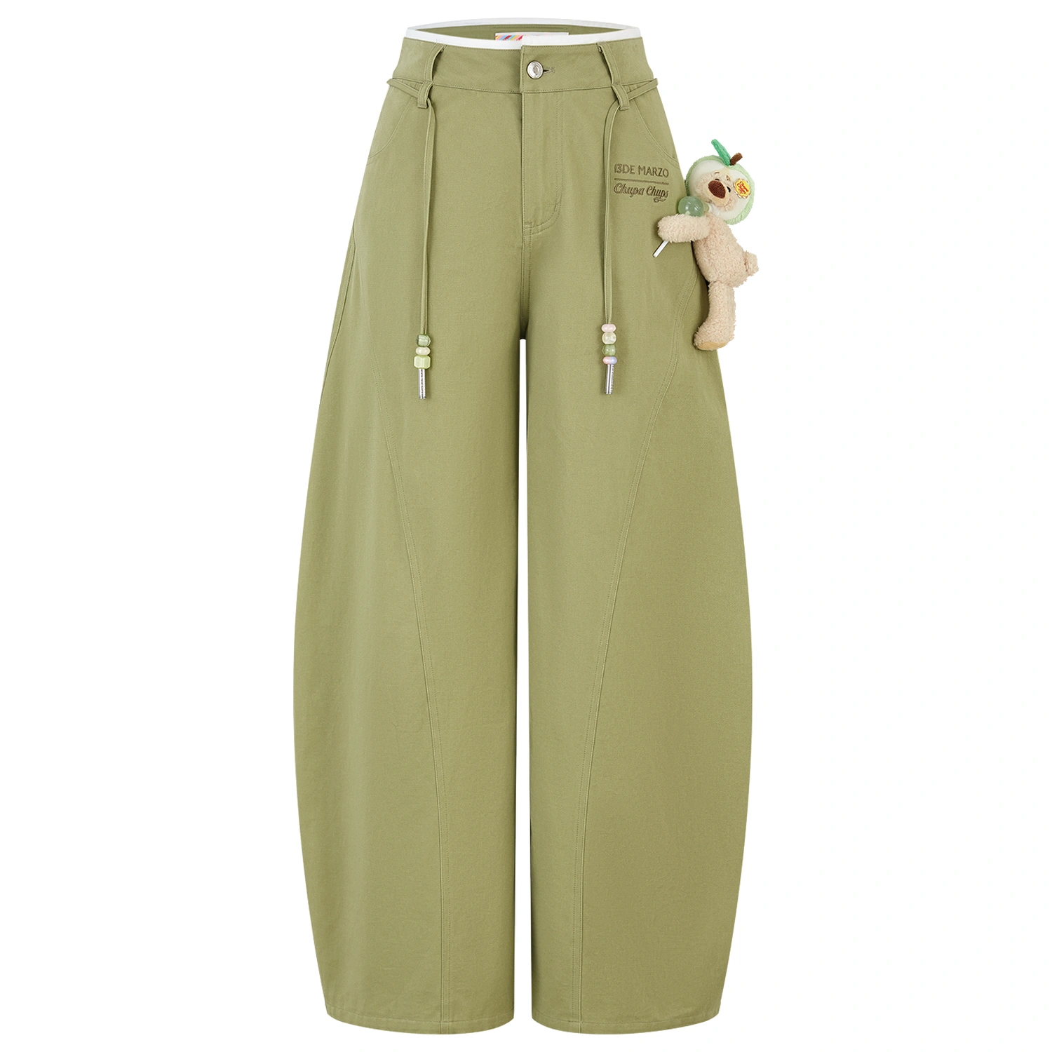 13DE MARZO Curved-Hem Cargo Pants Green