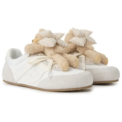13DE MARZO Bear Plush Sneakers Beige