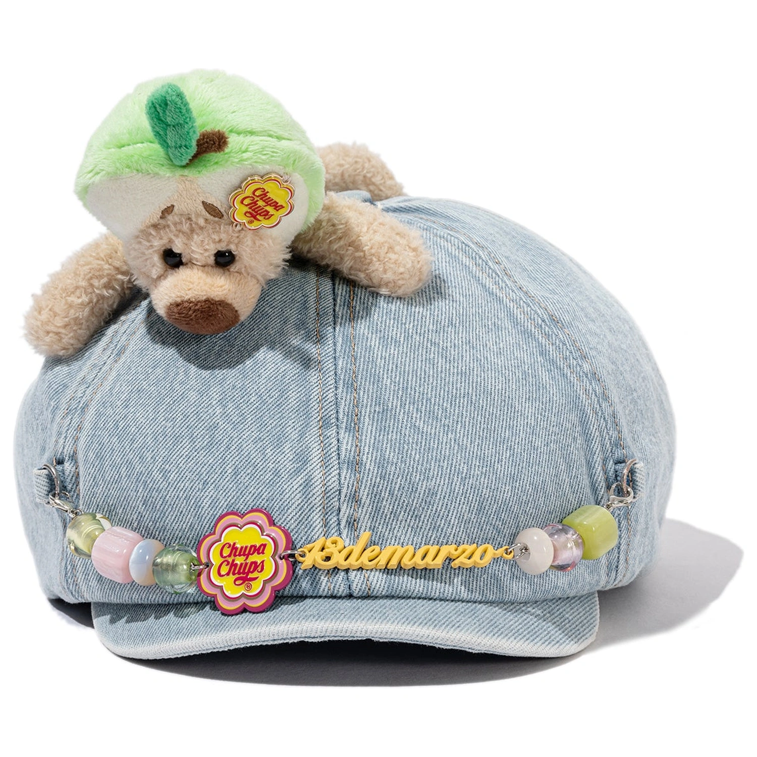 13DE MARZO Chain Detail Beret Blue