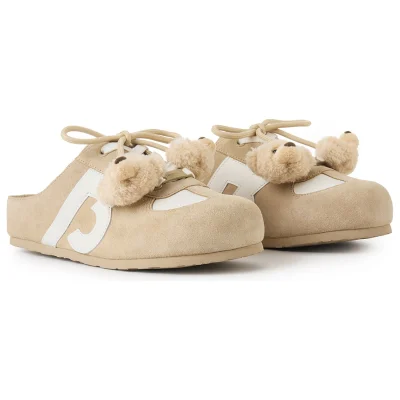 13DE MARZO Plush Bear Mules Sand