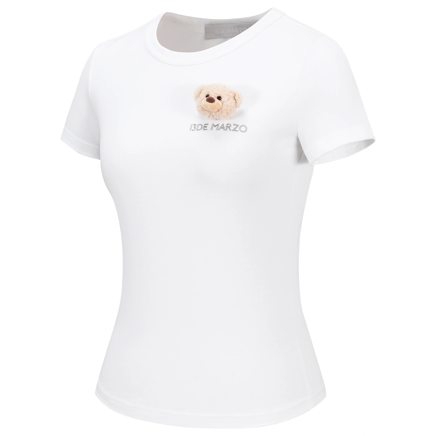 13DE MARZO Bear Base T-shirt White fabric detail