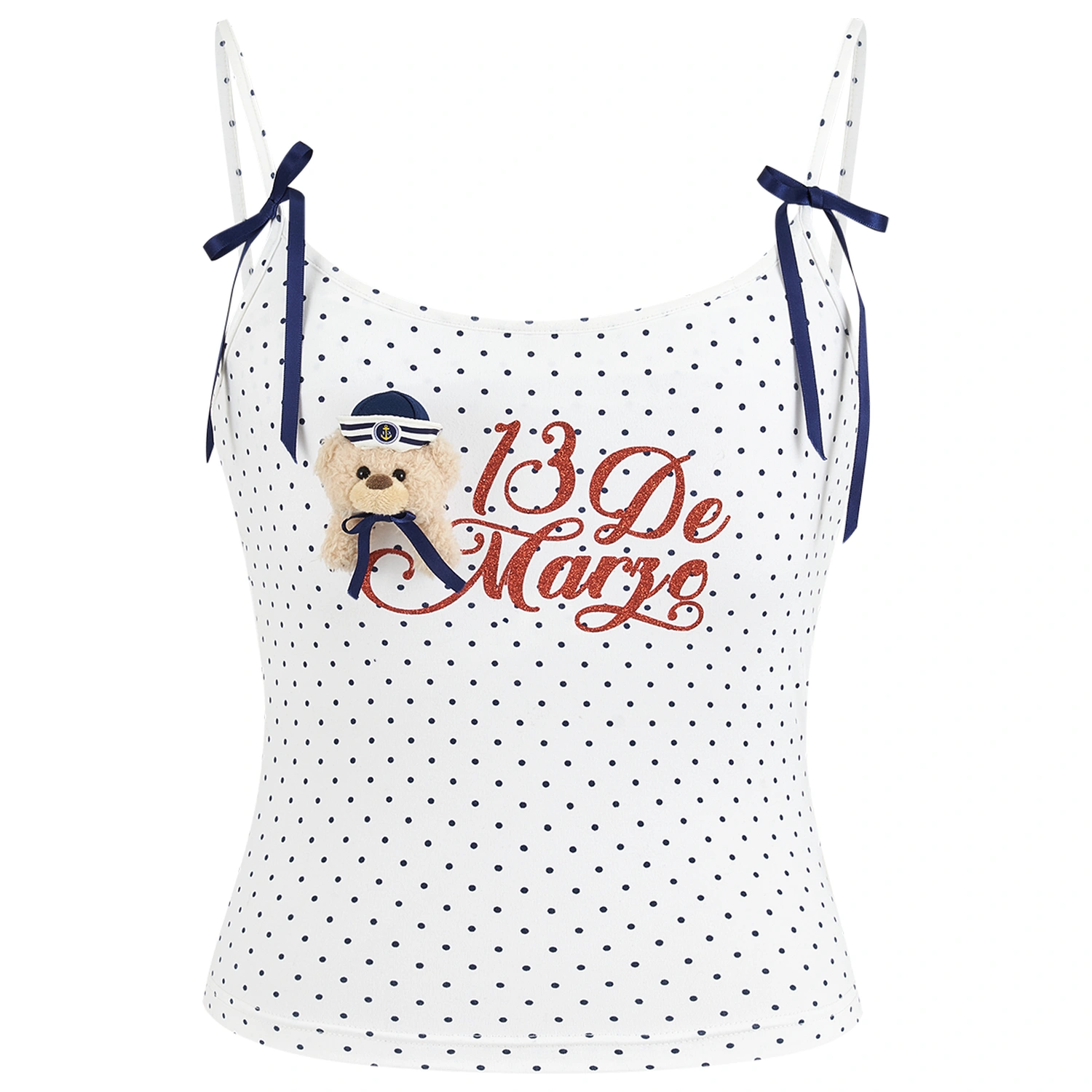 13DE MARZO Sailor Bear Polka Dot Camisole