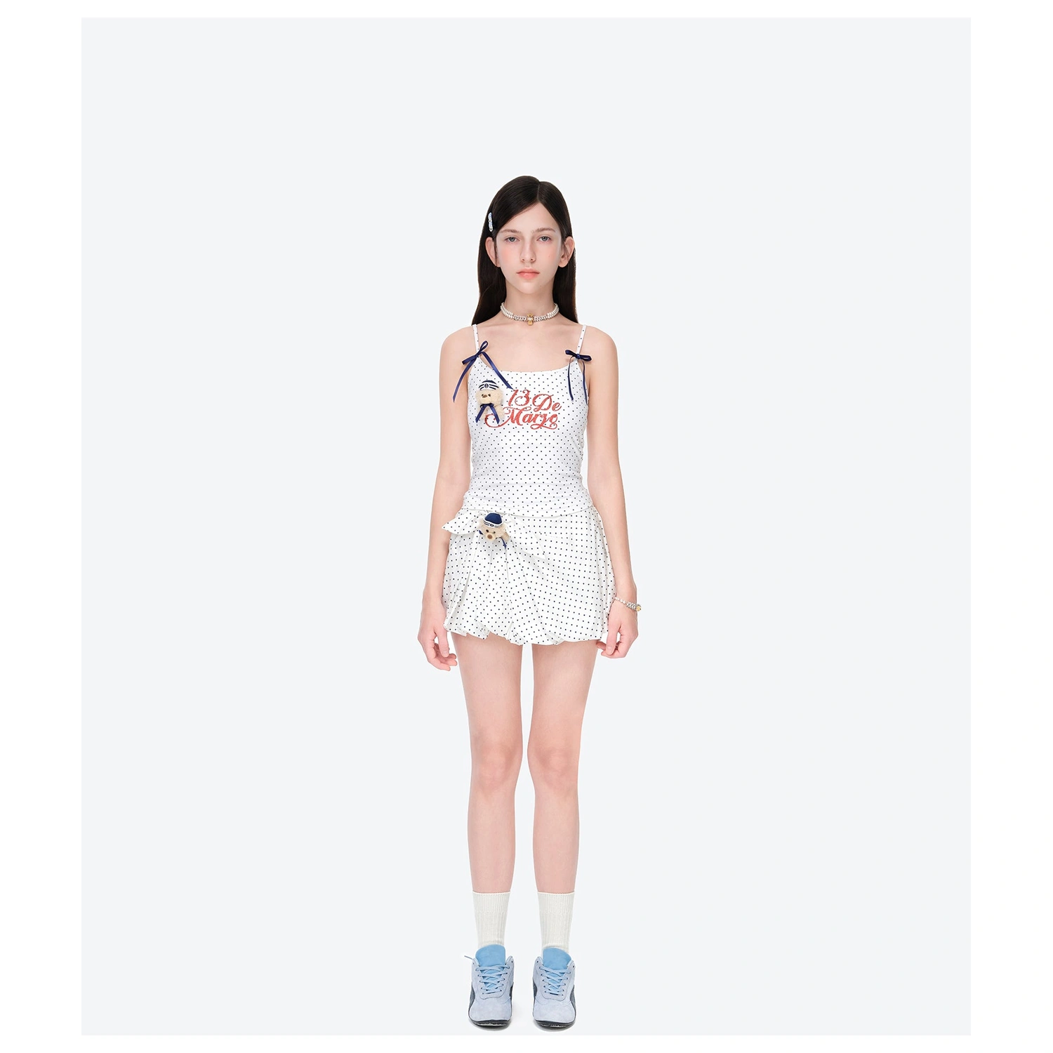 13DE MARZO Sailor Bear Polka Dot Camisole front view