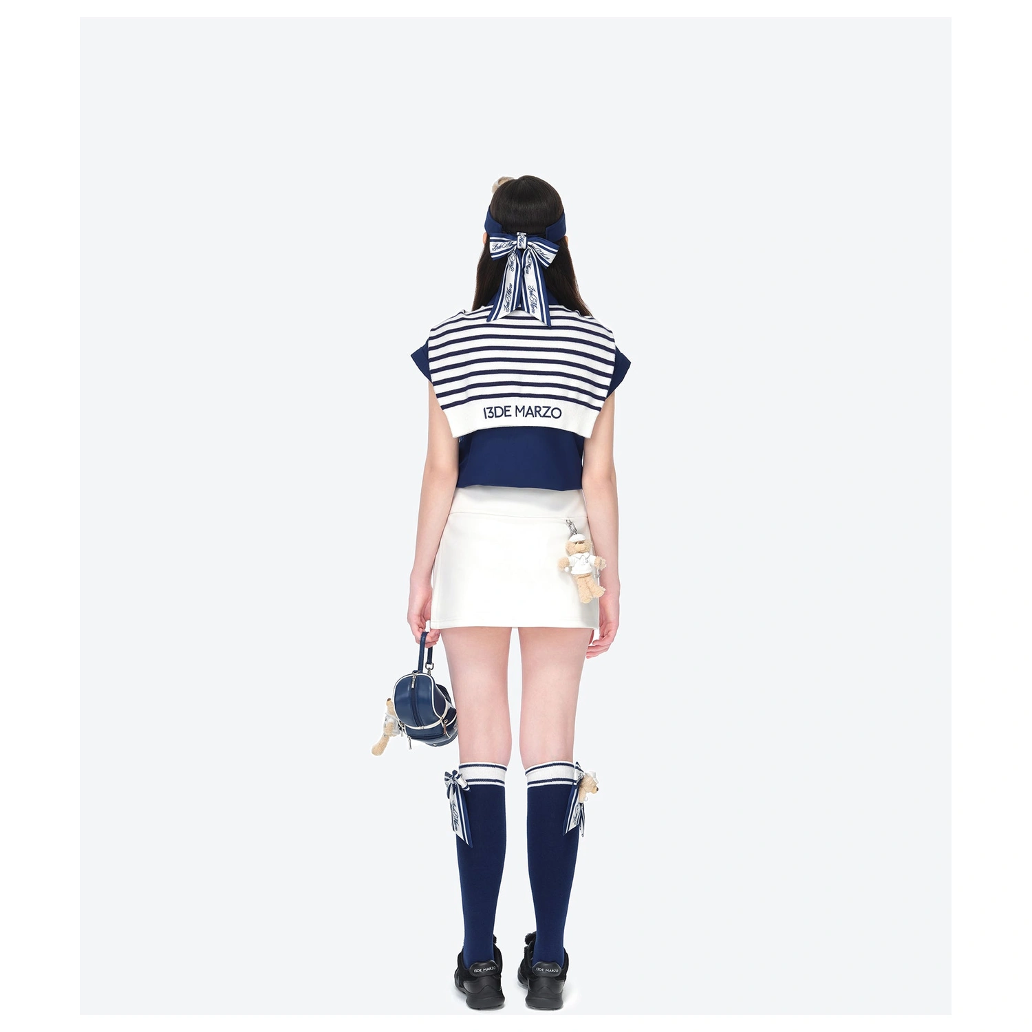 13DE MARZO Golf Shirt Two-Piece Set Navy Blue detail view