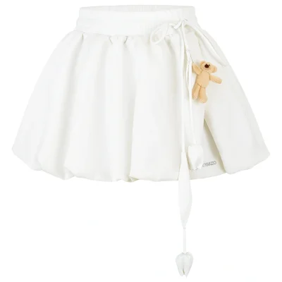 13DE MARZO Mini Bear Print Tulip Bouquet Skirt White