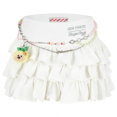 13DE MARZO Layered Tulle Skirt White
