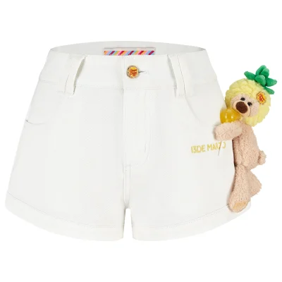 13DE MARZO Lollipop V-Waist Slim-Fit Shorts White