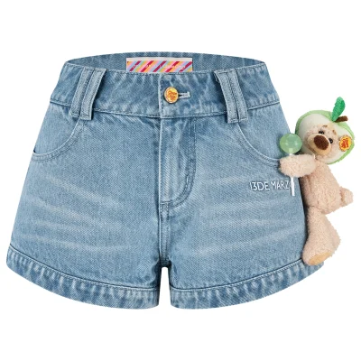 13DE MARZO Lollipop V-Waist Slim-Fit Shorts Blue