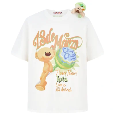 13DE MARZO Bear Graphic Lollipop Tee White