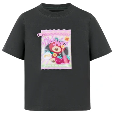 13DE MARZO BabyBear Candy Wrapper Print T-shirt Dark Gray