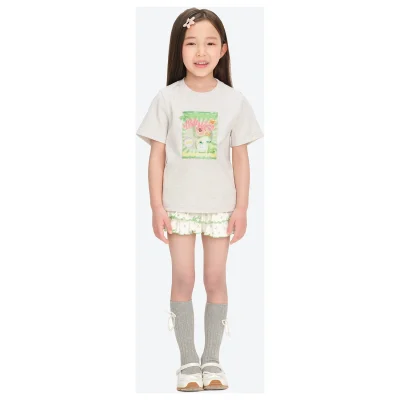 13DE MARZO BabyBear Candy Wrapper Print T-shirt Grey front view
