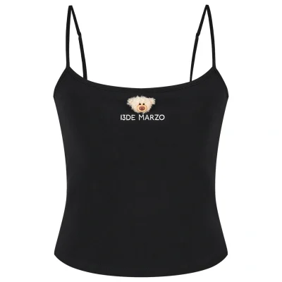 13DE MARZO Mini Bear Print Vest Black
