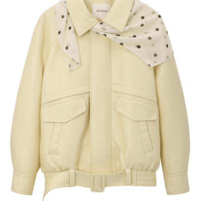 AVVENN Scarf Detail Cream Utility Jacket Yellow