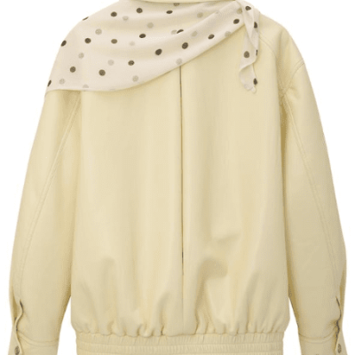 AVVENN Scarf Detail Cream Utility Jacket Yellow front view