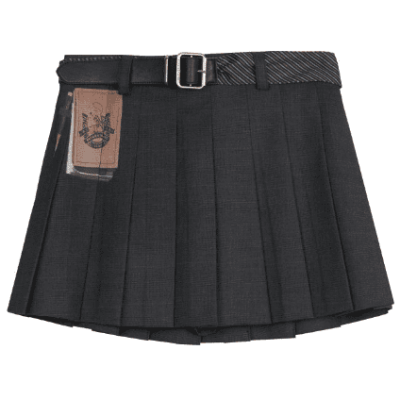 REVAN Charcoal Grey Wool-Touch Pleated Skirt