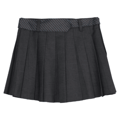 REVAN Charcoal Grey Wool-Touch Pleated Skirt