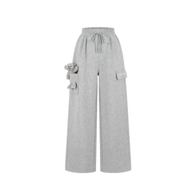 13DE MARZO Pocket Bear Wide-leg Sweatpants Grey