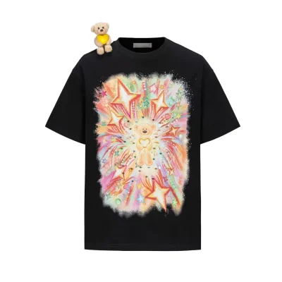 13DE MARZO Glowing Heart Firework T-Shirt Black