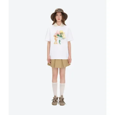 13DE MARZO Bear Offering Flowers 3D T-shirt White