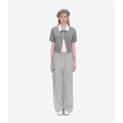 13DE MARZO Pocket Bear Wide-leg Sweatpants Grey