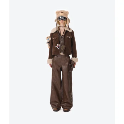 13DE MARZO Bear Corduroy Detachable Jacket Brown