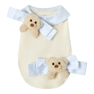 13DE MARZO Pet Bow Check Vest White