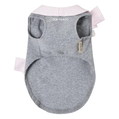 13DE MARZO Pet Bow Check Vest Grey