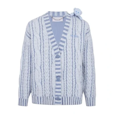 13DE MARZO Bear Yarn Weave Cardigan Blue