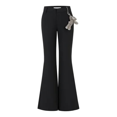 13DE MARZO Pleated Flared Trousers Black