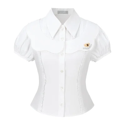 13DE MARZO Patchwork Two-Piece Style Shirt White
