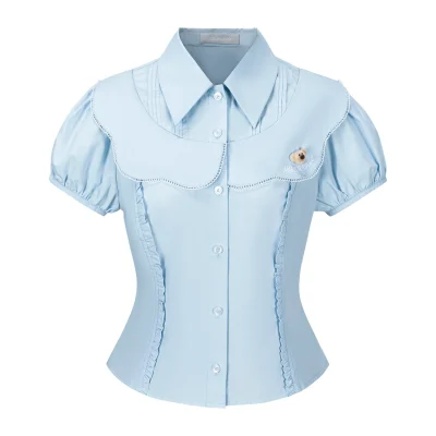 13DE MARZO Patchwork Two-Piece Style Shirt Blue