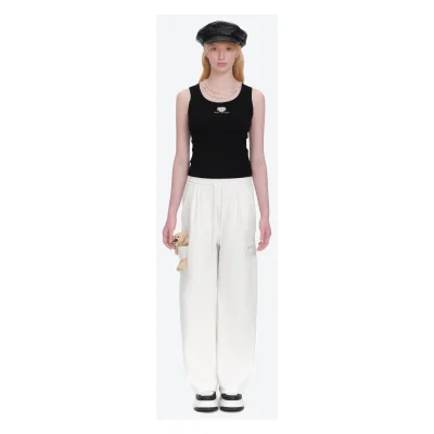 13DE MARZO Pocket Bear Wide-leg Sweatpants White